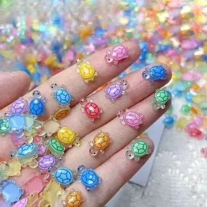 스쿱 미니 행운템 거북이 100개 네일 파츠 행운의 야광 선물