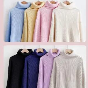 여성 터틀넥 하찌 여자 빅사이즈 폴라티 긴팔 겨울 목폴라 니트 오버핏 목티