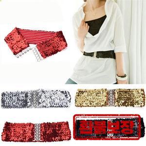 패션 메탈릭 스팽글 여성 드레스 벨트 쿨 펑크 시니 Cummerbund 탄성 스트레치 와이드 허리띠  Ize 와이드