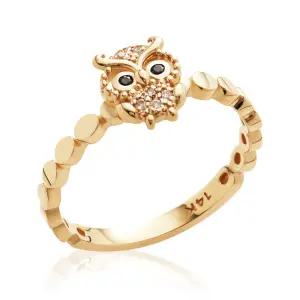 14K 큐티 부엉이 볼볼이 큐빅 반지 PNR20767