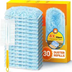 스와이퍼 더스터 리필 30개입 (핸들 1개 포함) 4배 마이크로파이버 원형 일회용 무향 가정 가구 블라인드