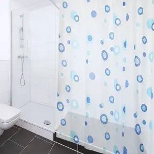땡땡이 반투명 샤워 커튼 블루 대 욕실커튼 방수커튼
