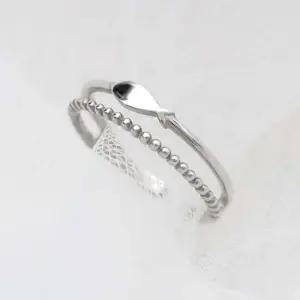 은반지 92.5 실버 물고기 더블 링 은 프리사이즈 반지