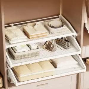 길이조절 슬라이딩 선반 옷장칸막이 레이어드 조립식