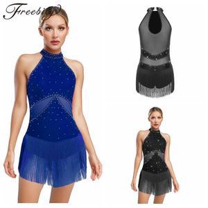 댄스복 의상 라틴 사교 메쉬 살사 무대 연습복 라인 드레스 공연 줌바 댄스 공연복