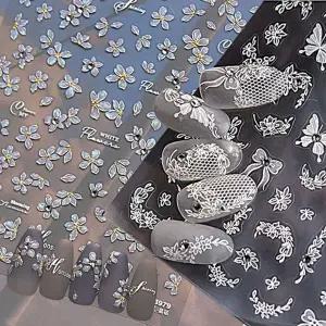 네일아트 수정포인트 꽃 리본 나비 네일 엠보스티커-WFHTQSP