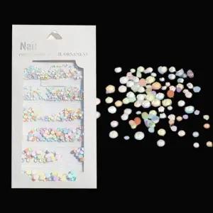 네일아트 얼음 유리 파스텔컬러 믹스 원형 플렛 스톤-WFHTT49