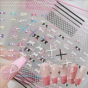 네일아트 러블리 진주스톤 리본 5D 엠보 스티커 3종-WFHTUMB