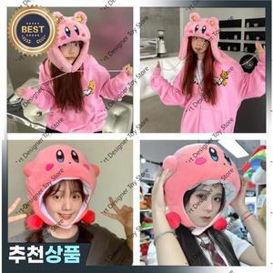 커비 플러시 모자 스키 방풍 만화 겨울 방한 코스프레 야외 사이클링 크리스마스