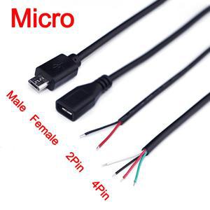 호환 1Pcs 2Pin 마이크로 USB 충전기 커넥터 2.0 남성/여성 전원 공급 장치 피그 테일 케이블 와이어 DIY