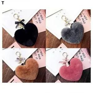 퍼 인기 털방울 하트 키링 감성-WFI1GF0