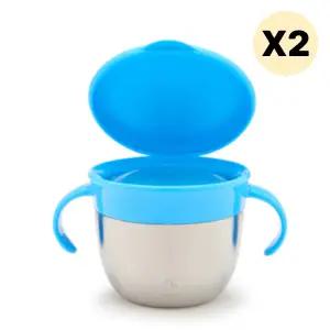 스엔코샵 유아 손잡이 물컵 텀블러 스낵컵 블루 X 2p BNS