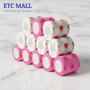 이티씨몰 자가점착 밴드 5cm 압박붕대 패턴 2종 모음 하트 화이트 핑크 10+2