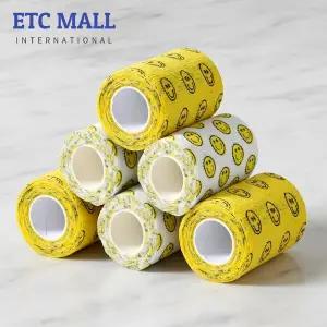 이티씨몰 자가점착 밴드 7.5cm 압박붕대 패턴 스마일 2종 스마일 옐로우 스마일 화이트 5+1