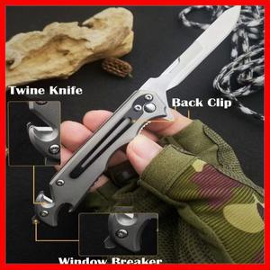개방형 수술칼 스테인리스 스틸 접이식 칼 EDC 도구 다기능 창문 파괴기 육각 키 병따개 꼬임끈