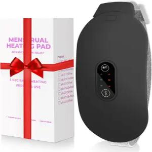글리던 온열 패드 생리통 마사지기 휴대용 무선 6가지 레벨 및 마사지 모드 허리 생리 패드(블랙)