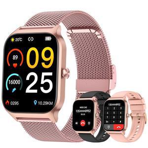 여성 피트니스 트래커를 위한 워터프루프 수면 심박수 워치 남성용 모니터 안드로이드 삼성 호환 디지털 응답 메이크 골드 페도미터 실행 블루투스 스마트워치 스마트 전화 로즈