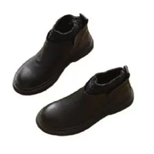 앵클부츠 여성용 겨울 레더 두꺼운 워커 영국스타일 미들