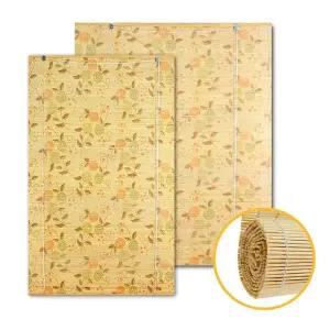 [더담고]플라워 대나무발 자동발 ( 레트로 여름 인테리어 벽장식 소품 여름발 출입문 현관 햇빛가리개 )