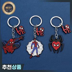 슈퍼 히어로 스파이더 맨 모델 키 체인 마블 어벤저 스 열쇠 고리 배낭 장식품을위한 만화 그림 홀더