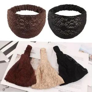 여성머리띠 고탄력 레이스 반다나 헤어밴드 넓은 망사 두건