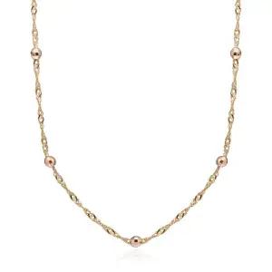 [주얼레이디] 14K 트라이 컷팅볼 체인 트위스트 골드 링크 핑크볼 여자 금목걸이