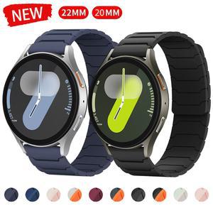 삼성 갤럭시 워치 7/FE/6/5/4 40 44mm 6 클래식 47 43mm 마그네틱 브레이슬릿 벨트 갤럭시 워치7 밴드용 20mm 22mm 실리콘 스트랩