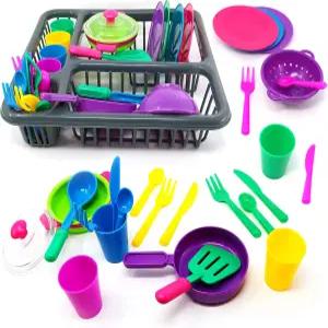 빅 모 u2019 장난감 시늉 접시 놀이 세트 u2013 리틀 셰프 주방 요리 서빙 - 컵 프라이팬 식기 국자 냄비