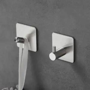 보드겜 무타공 스텐 후크 걸이 접착식 고리 사선형 실버 L993