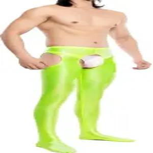 XSDZSWQY 남성용 심리스 컷아웃 타이츠 레깅스 액티브웨어 글로시 팬티호스 서스펜더 스타킹 할로우 아웃