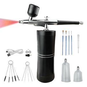 에어브러시 키트, 손톱용 에어브러시, 무선 충전식 3단 조절식 공기압 설정, 네일 아트용 고압 페인팅, 케이크 장식, 쿠키, 모드, 메이크업, 이발기