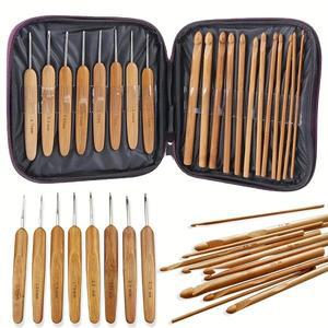 20피스 대나무 코바늘 세트 보관 케이스 포함 다양한 사이즈 인체공학적 키트 DIY 니트 스웨터 스카프 JXB
