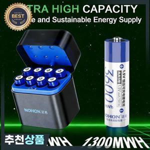 노혼 1.5V 리튬이온 충전식 AA 배터리 3600mWh 고용량 장수명 AAA 니켈수소 충전 충전기