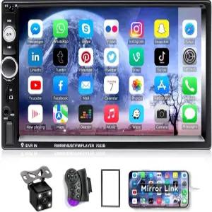 캠초 7인치 더블 딘 카 스테레오 오디오 블루투스 MP5 플레이어 USB FM 멀티미디어 라디오+ 스티어링 휠