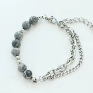 [벨가] 써지컬스틸 대리석 꽈배기 체인 믹스 팔찌