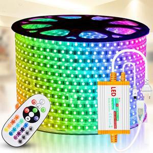 호환상품 10M 20M 30M 50M 방수 220V RGB LED 스트립 5050 SMD 1500W EU 전원 공급 장치 포함 소프트 플렉