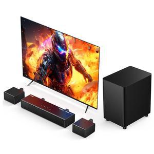 돌비 애트모스가 장착된 미로아르 5.1 사운드 바, 무선 서브우퍼 및 서라운드 스피커 2개, 410W 블루투스 시스템, HDMI eARC /Opt /AUX /BT용 몰입형 홈 시어터 시스템