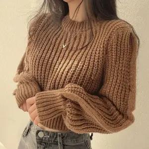 라운드넥 긴팔 도톰 크롭니트티 NF-89