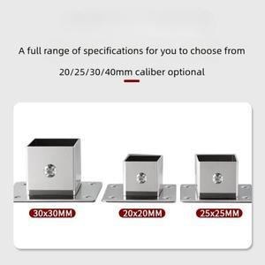 2PCS 스테인레스 사각 튜브 커넥터 플랜지 베이스 외경. 25303540mm 코너 조인트 펜스 레일 클램프