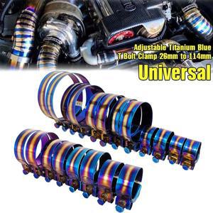 범용 T 볼트 호스 클램프 스테인리스 스틸 연소 티타늄 블루 조정 가능 파이프 고정 클립 키트 1.05 인치