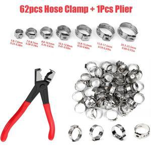 62개 싱글 이어 호스 클램프  1개 304 스테인리스 스틸 5.823.5mm 클립 세트