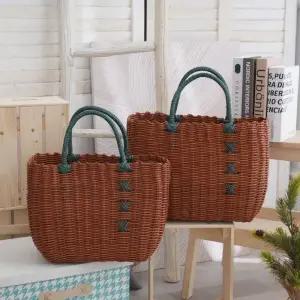 모조 라탄 피크닉 휴대용 사우나 바구니 경량 물빠짐