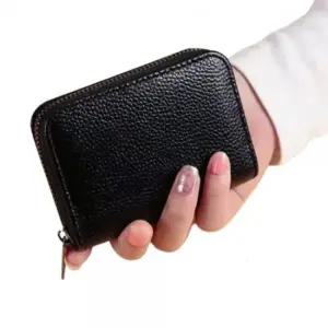 bns 블랙 지퍼 카드 지갑 아코디언 가죽 카드 파우치 카드홀더 카드집 카드보관함