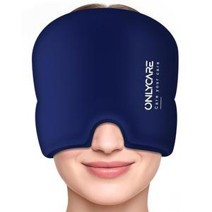 캡, 온리케어 두통 진정 마스크, 무취 젤 스 헤드 랩, 온냉 요법, 긴장과 스트레스를 위한 재사용 가능한 팩 (파란색)