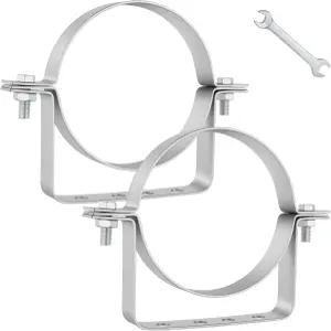 Minye 2Pcs 6인치 조절식 통풍구 벽 스트랩 헤비 듀티 스테인리스 스틸 굴뚝 파이프 지지 브래킷 B 원형
