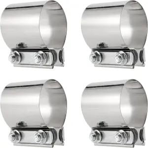JOIKIT 4 PCS 2.25 인치 배기 클램프 버트 조인트 밴드 슬리브 OD 파이프 머플러용 스테인리스 스틸 커플러