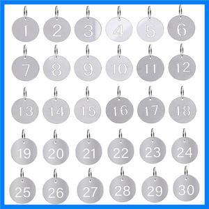 1-30 스테인레스 스틸 라운드 번호 라벨 중공 번호판 키 라벨 태그 가방 식별자 용 체인 라벨 교수형