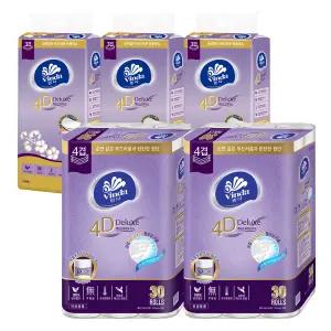 빈다 4D Deluxe 엠보싱 롤화장지 4겹, 23m, 30롤, 2팩 + 4D Deluxe 엠보싱 미용티슈, 3겹, 100매, 5개입, 3팩