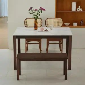 앨빈 버터라탄 1200 4인용 세라믹 식탁세트 원목벤치형 / (의자2+벤치1)