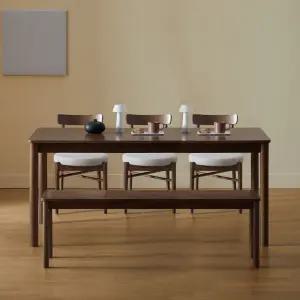 루빈 라운드 로나 1600 6인용 원목 식탁세트(의자3+벤치1)